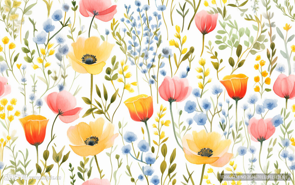 花朵鲜花水彩画