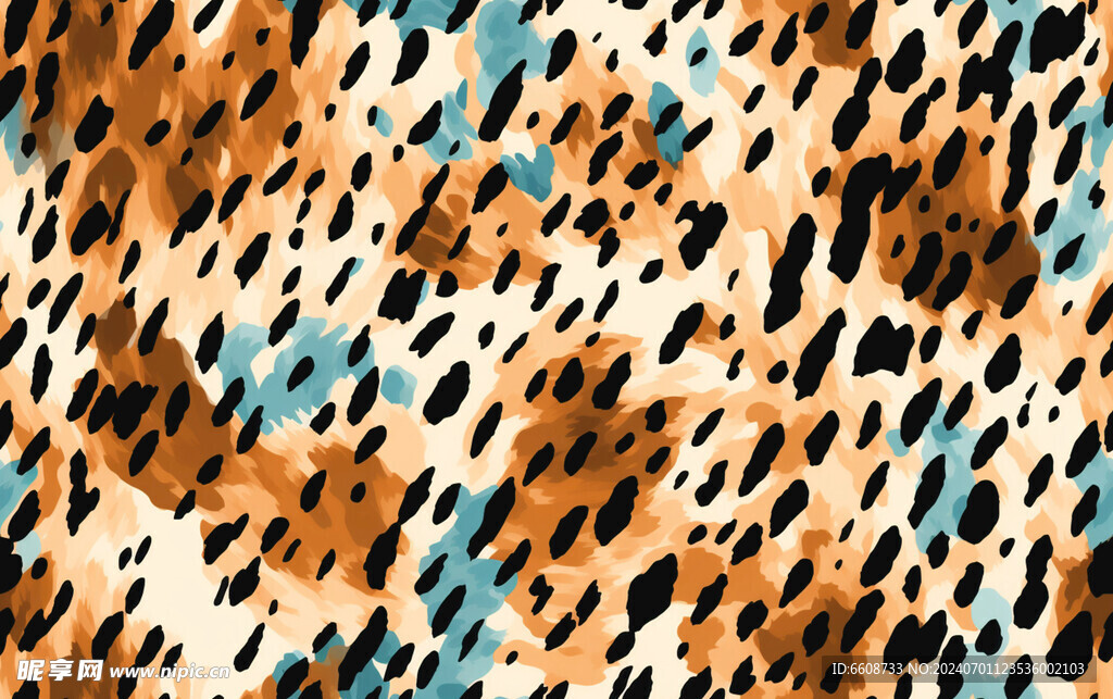 豹纹水墨画背景水彩画