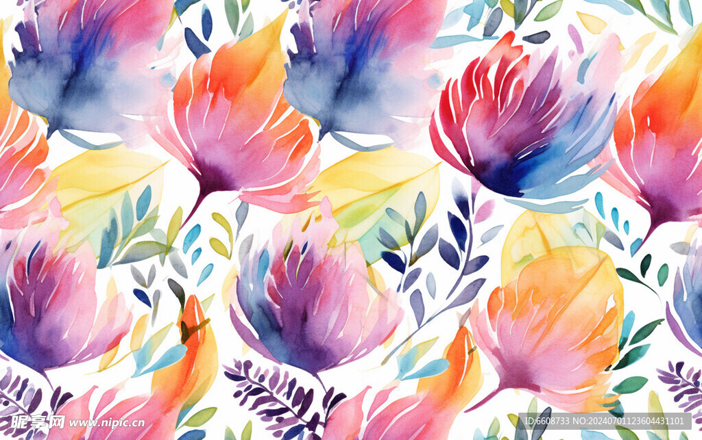 花朵鲜花水彩画