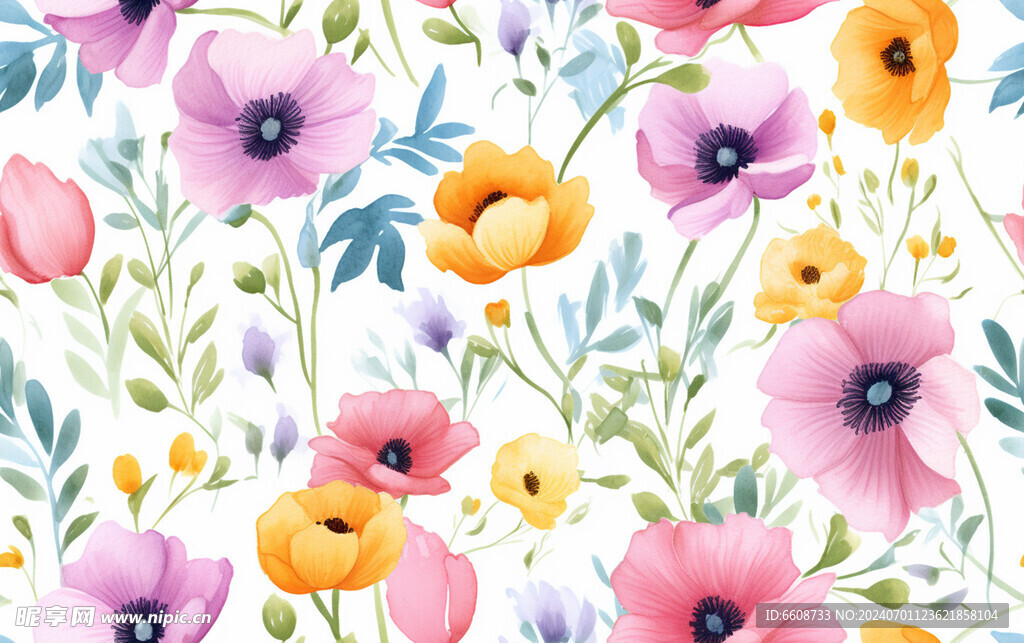 花朵鲜花水彩画