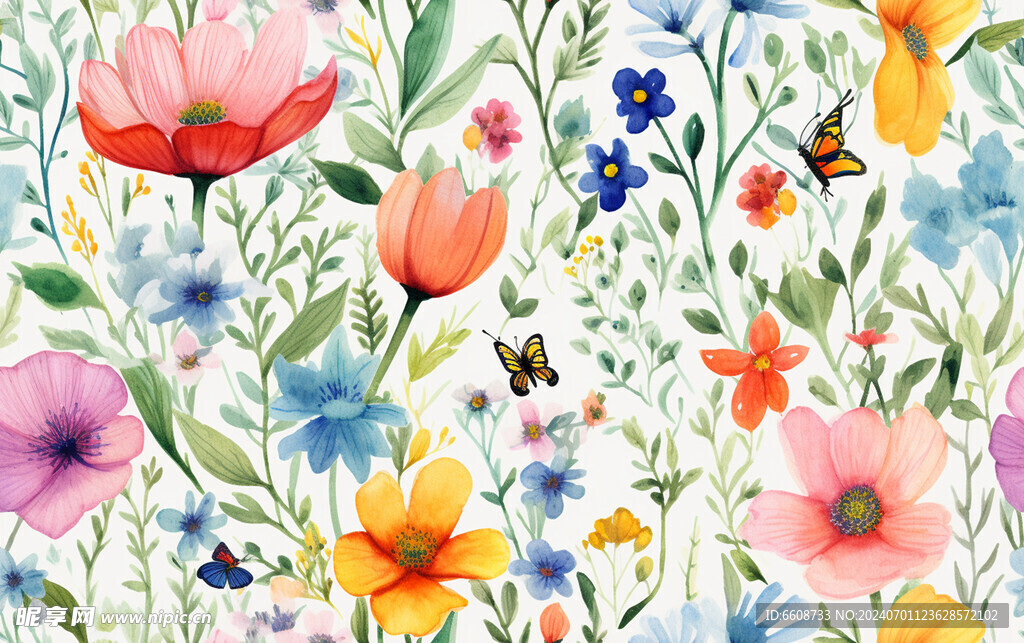 花朵鲜花水彩画