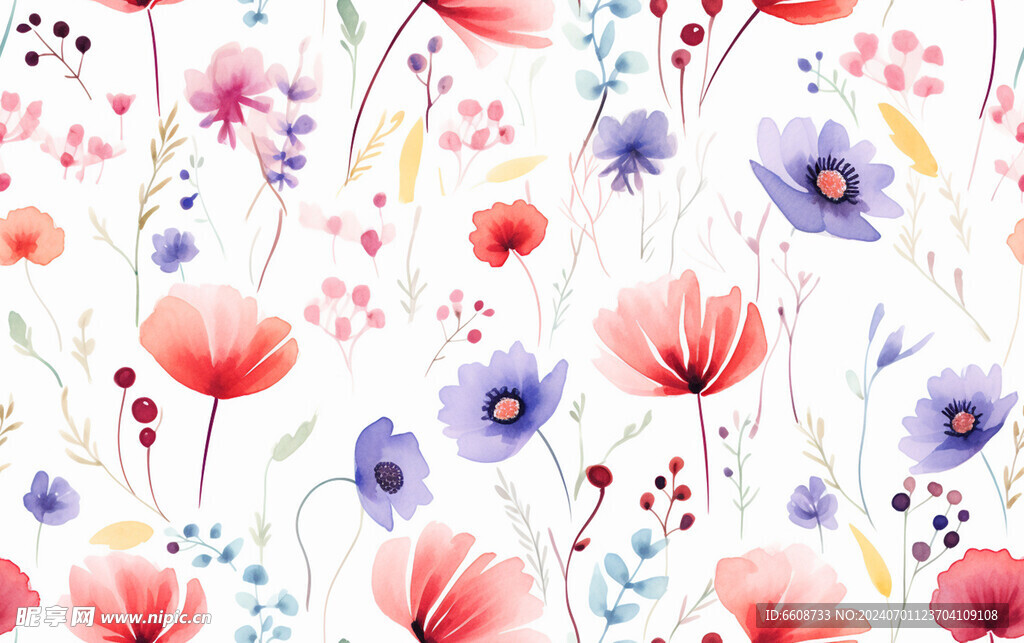花朵鲜花水彩画