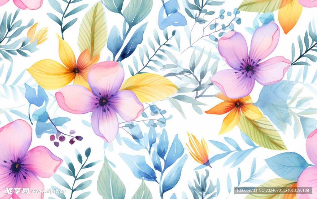 花朵鲜花水彩画