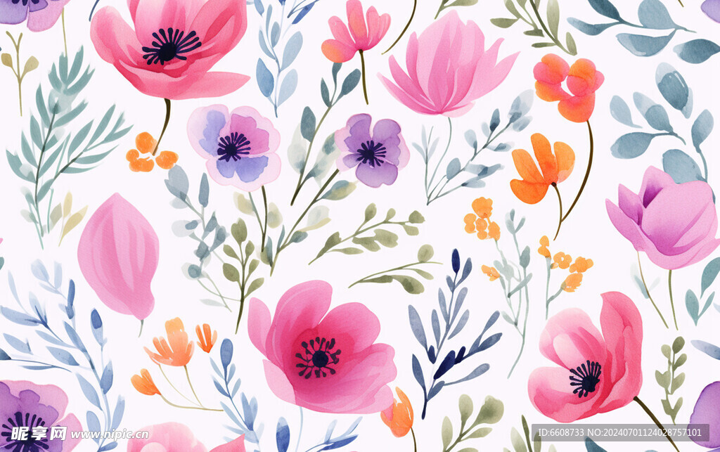 花朵鲜花水彩画