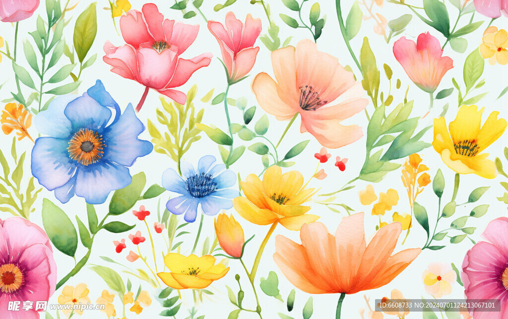 花朵鲜花水彩画