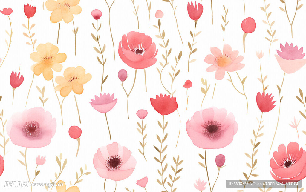 花朵鲜花水彩画