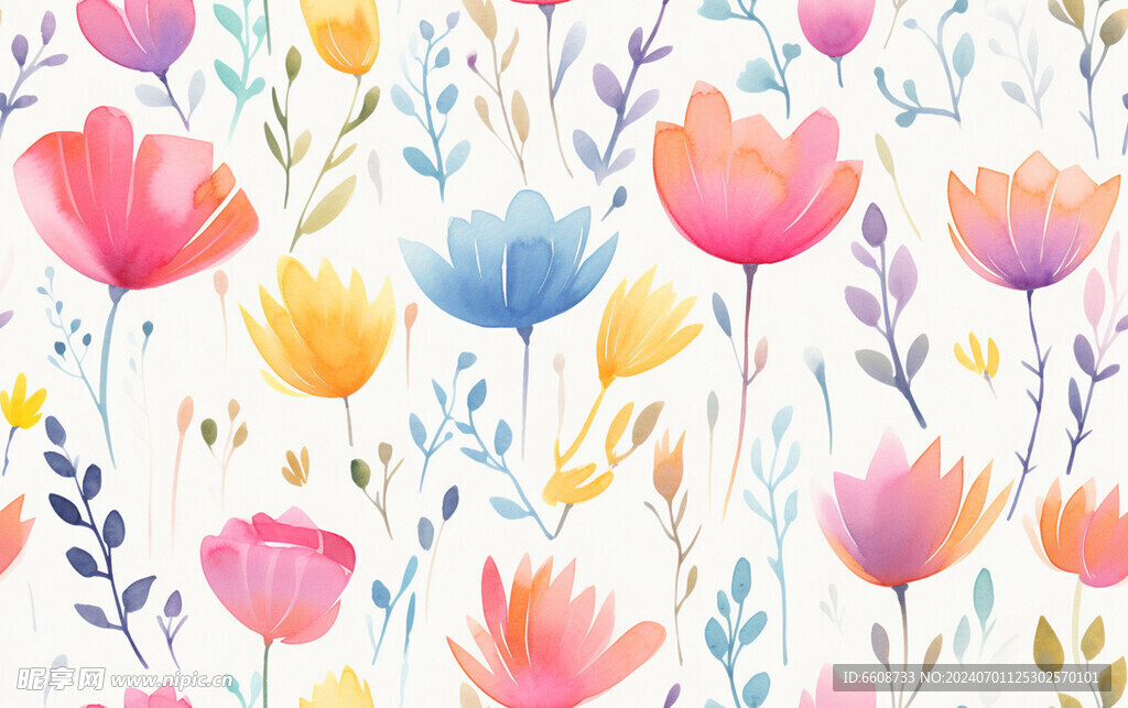 花朵鲜花水彩画