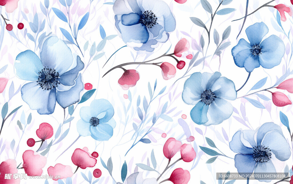 花朵鲜花水彩画
