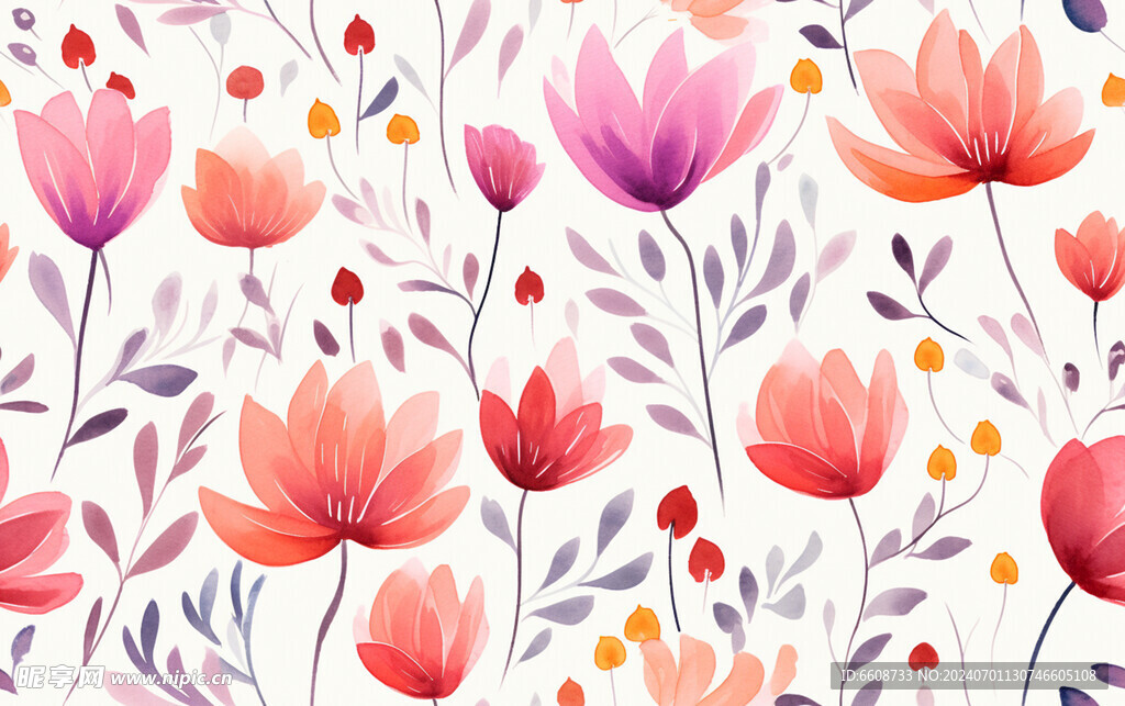 花朵鲜花水彩画