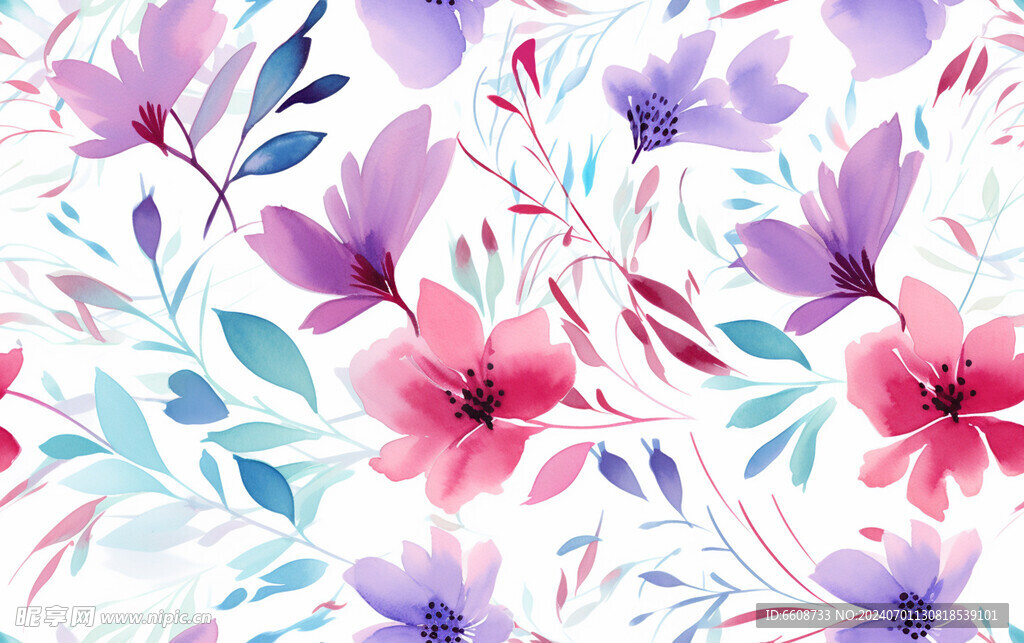 花朵鲜花水彩画