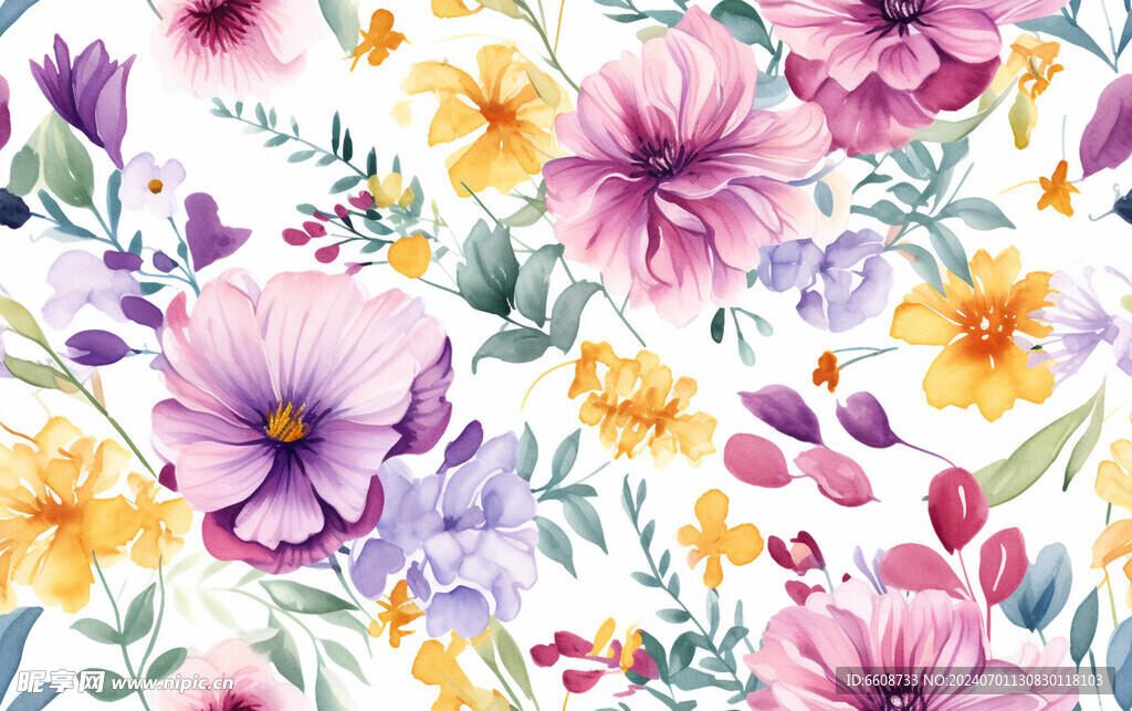 花朵鲜花水彩画