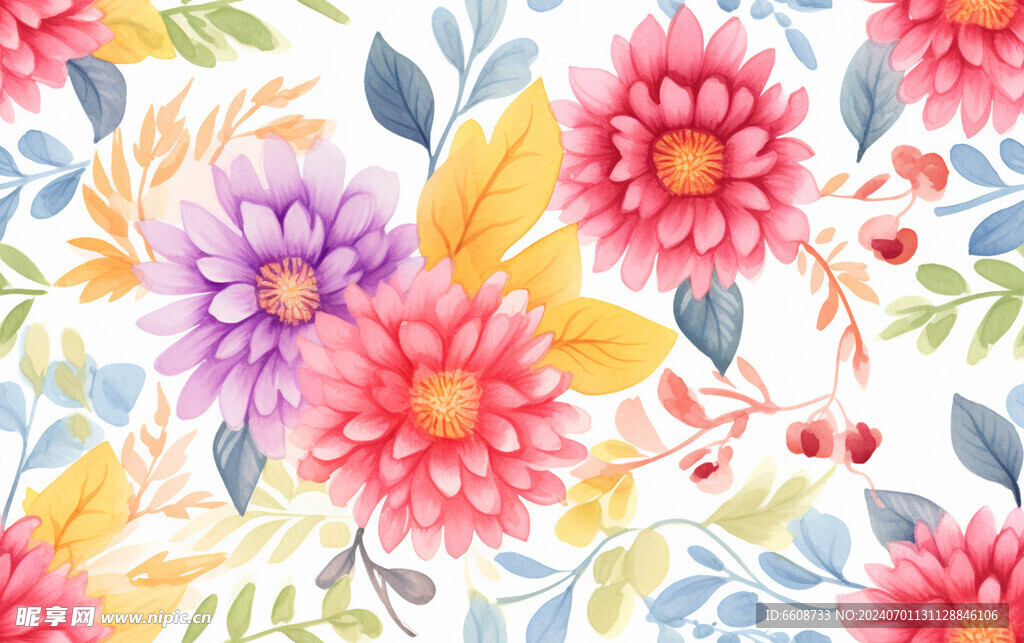 花朵鲜花水彩画