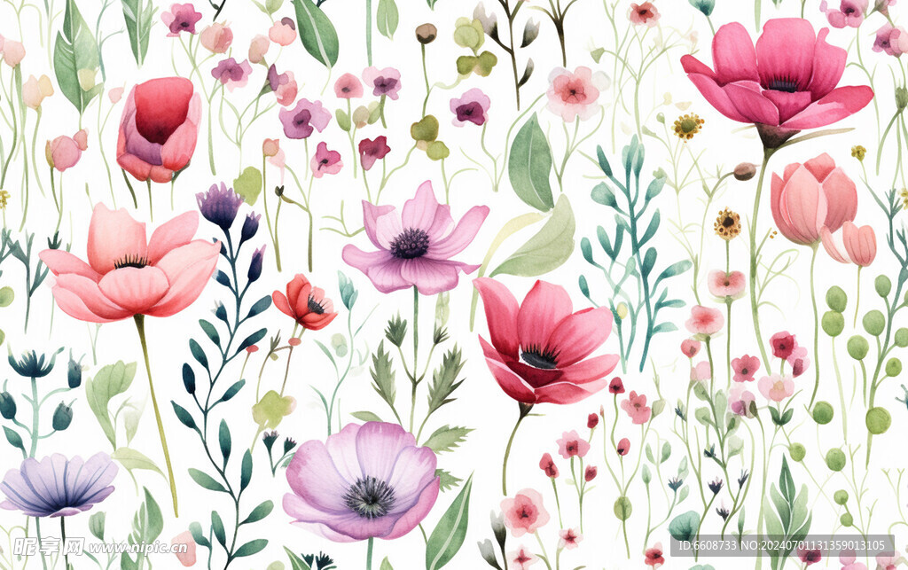 花朵鲜花水彩画