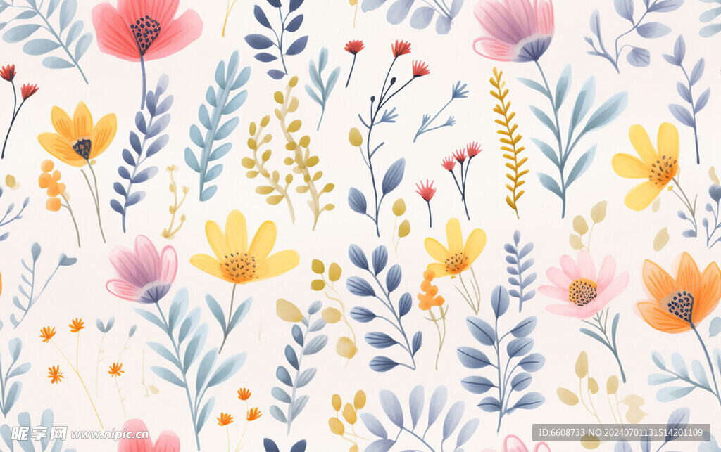 花朵鲜花水彩画