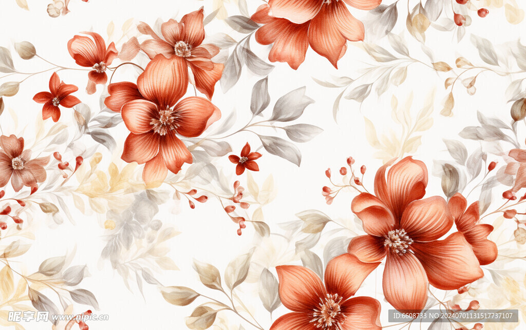 花朵鲜花水彩画