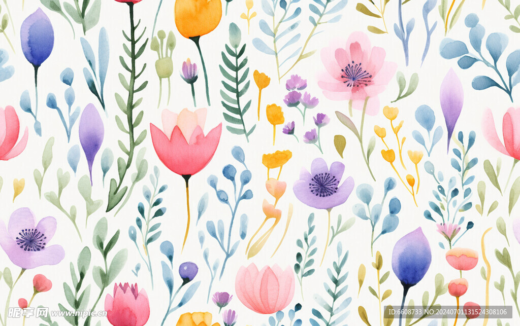 花朵鲜花水彩画