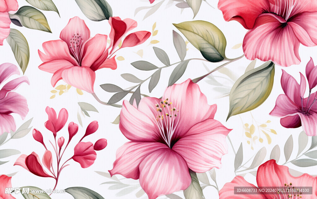 花朵鲜花水彩画