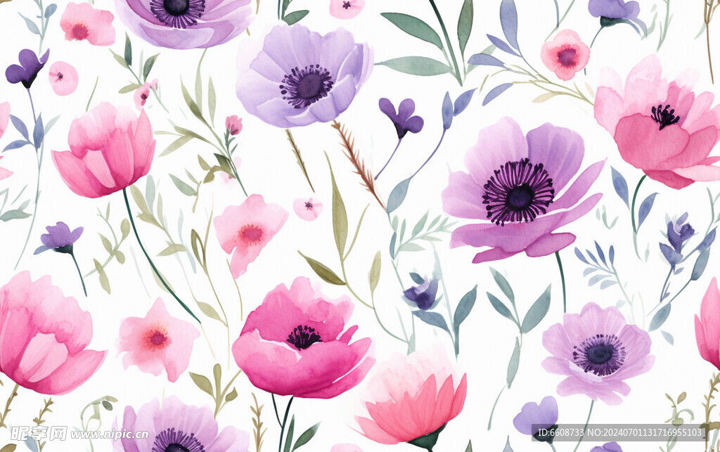 花朵鲜花水彩画