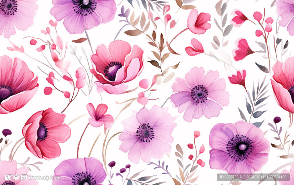 花朵鲜花水彩画