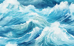 海水水墨画背景水彩画