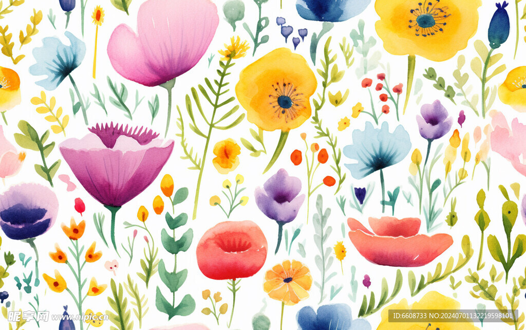 花朵鲜花水彩画