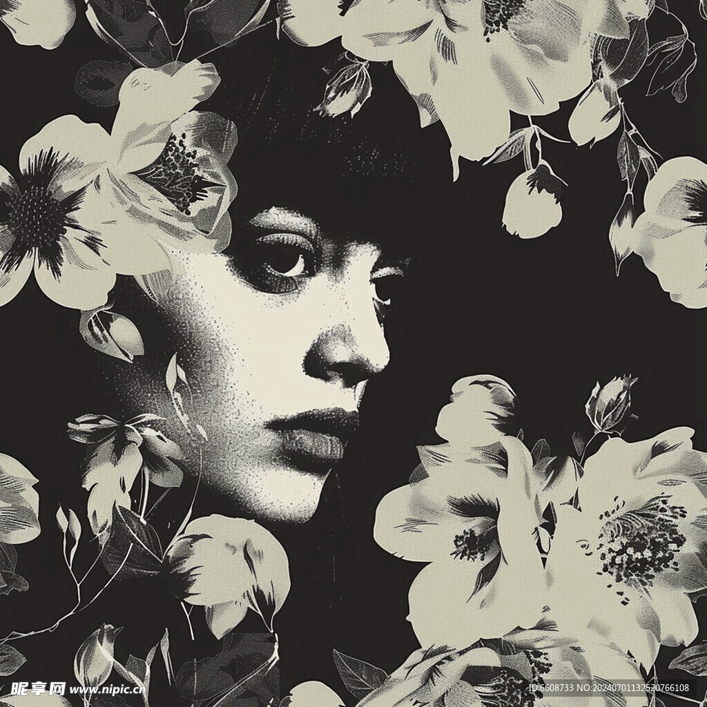 美女鲜花背景素材