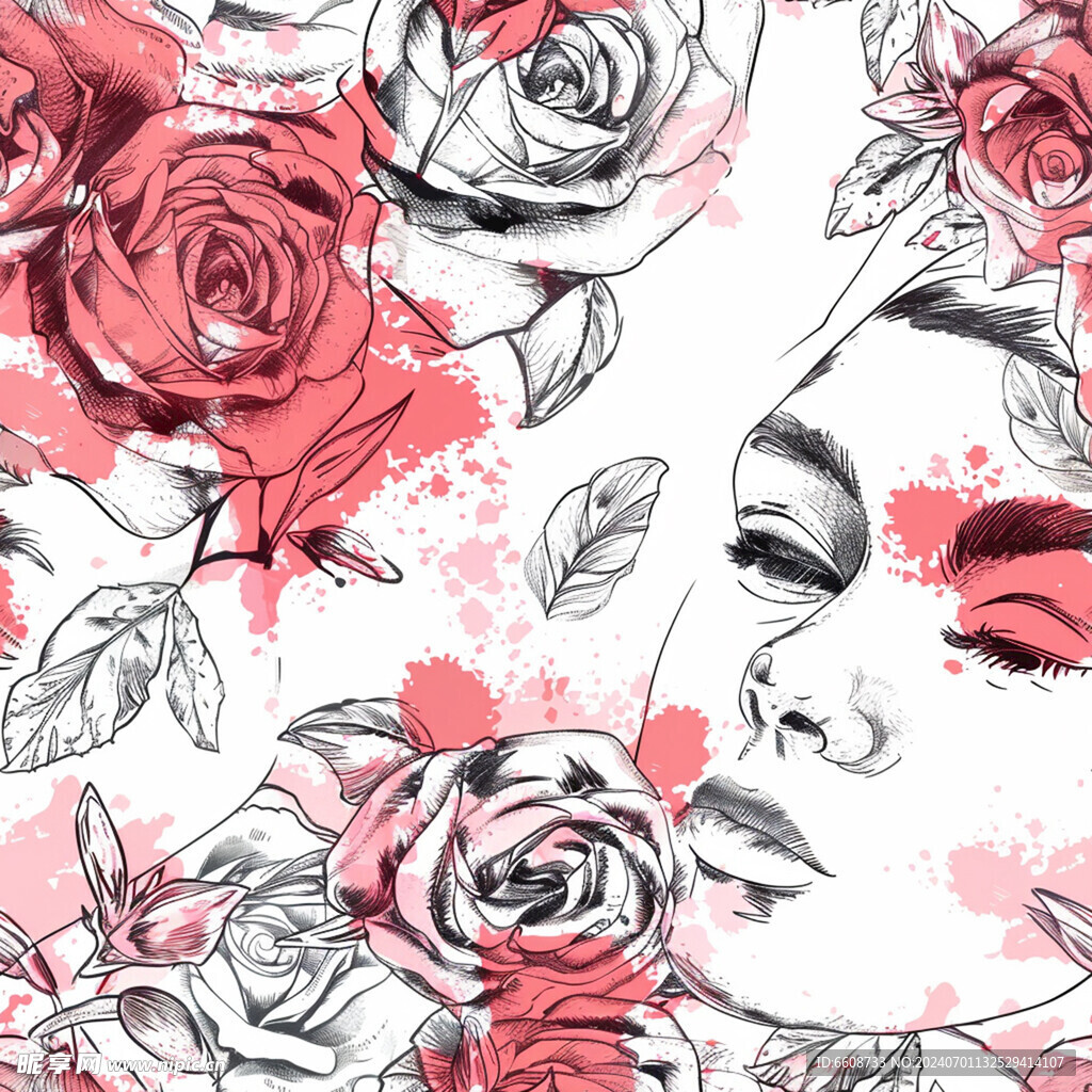 美女鲜花背景素材
