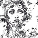 美女鲜花背景素材