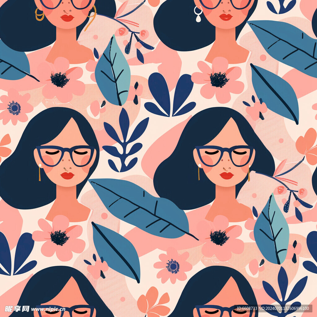 美女鲜花背景素材