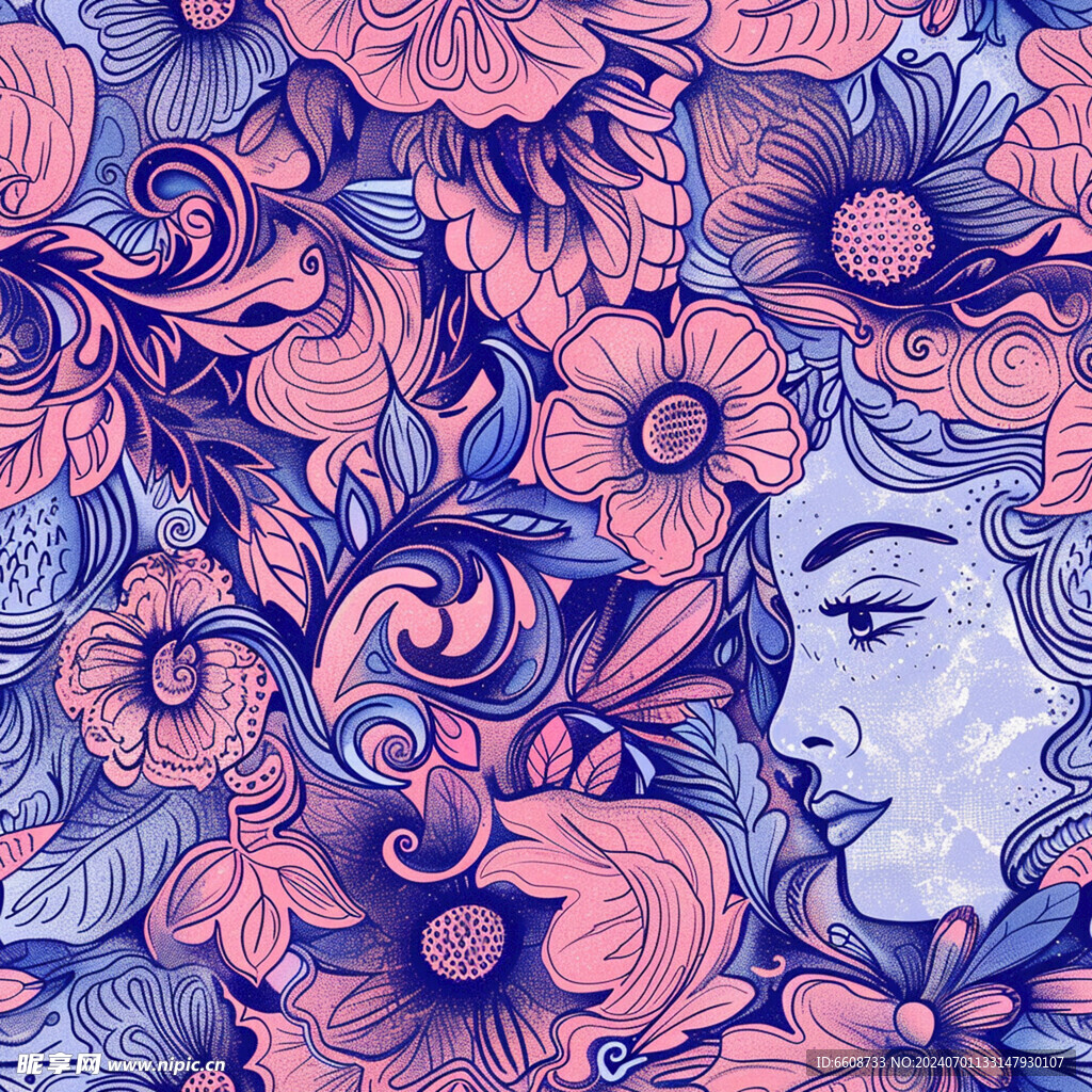 美女鲜花背景素材