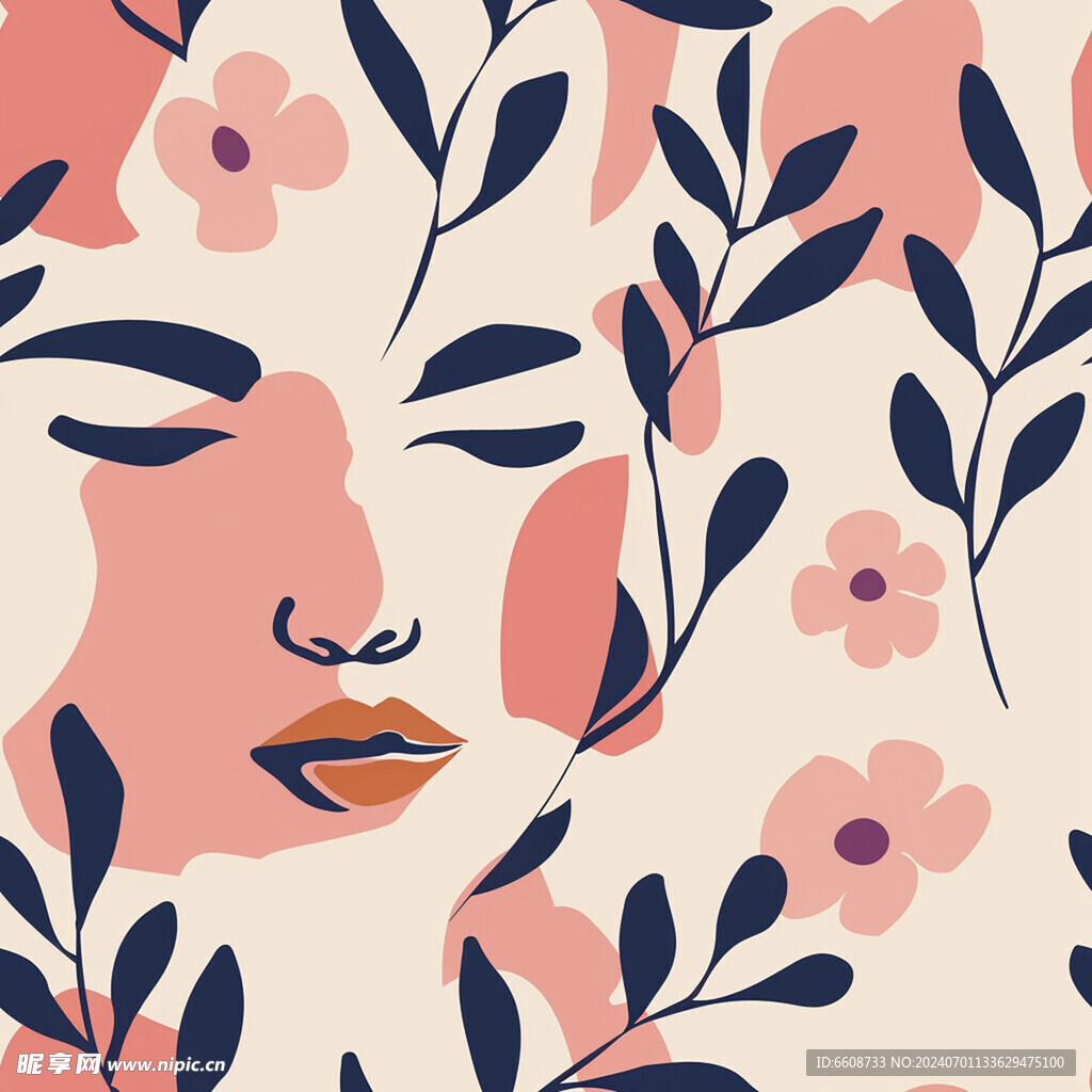美女鲜花背景素材