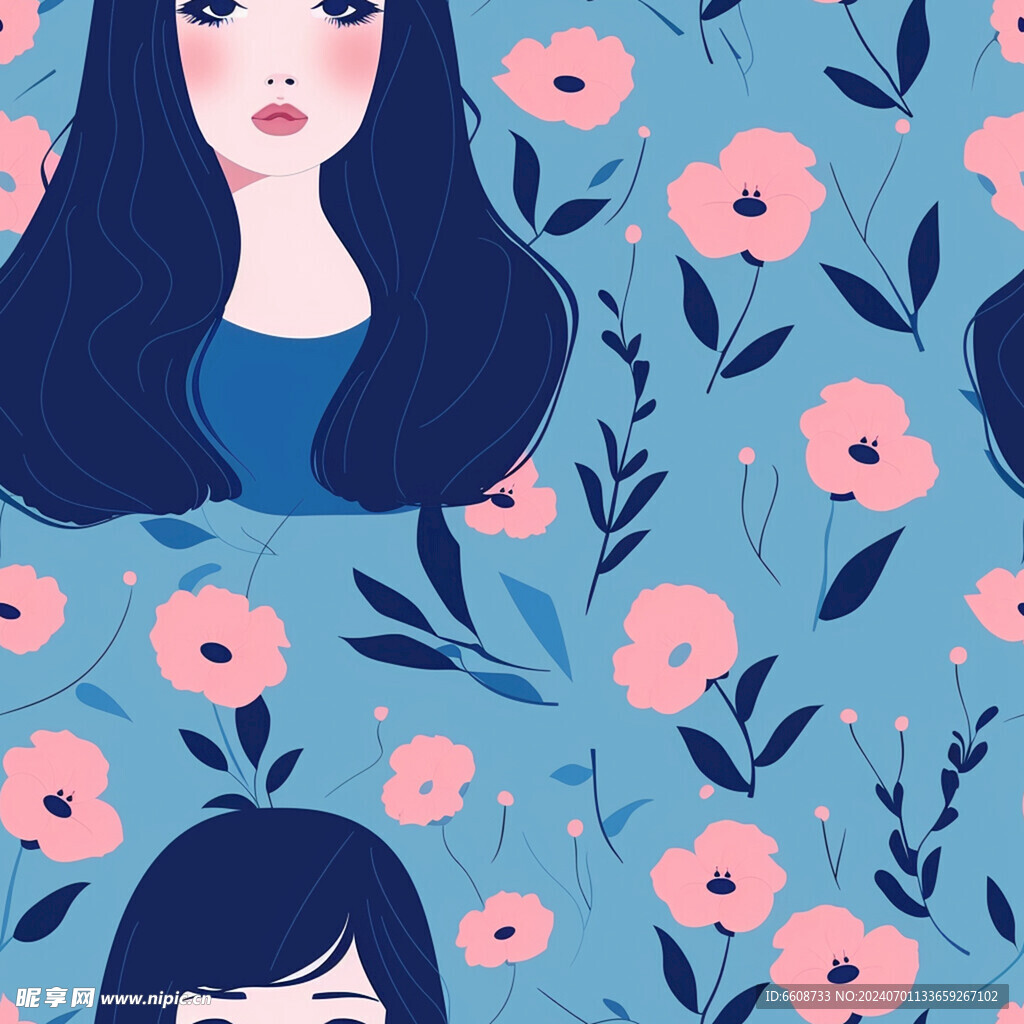 美女鲜花背景素材