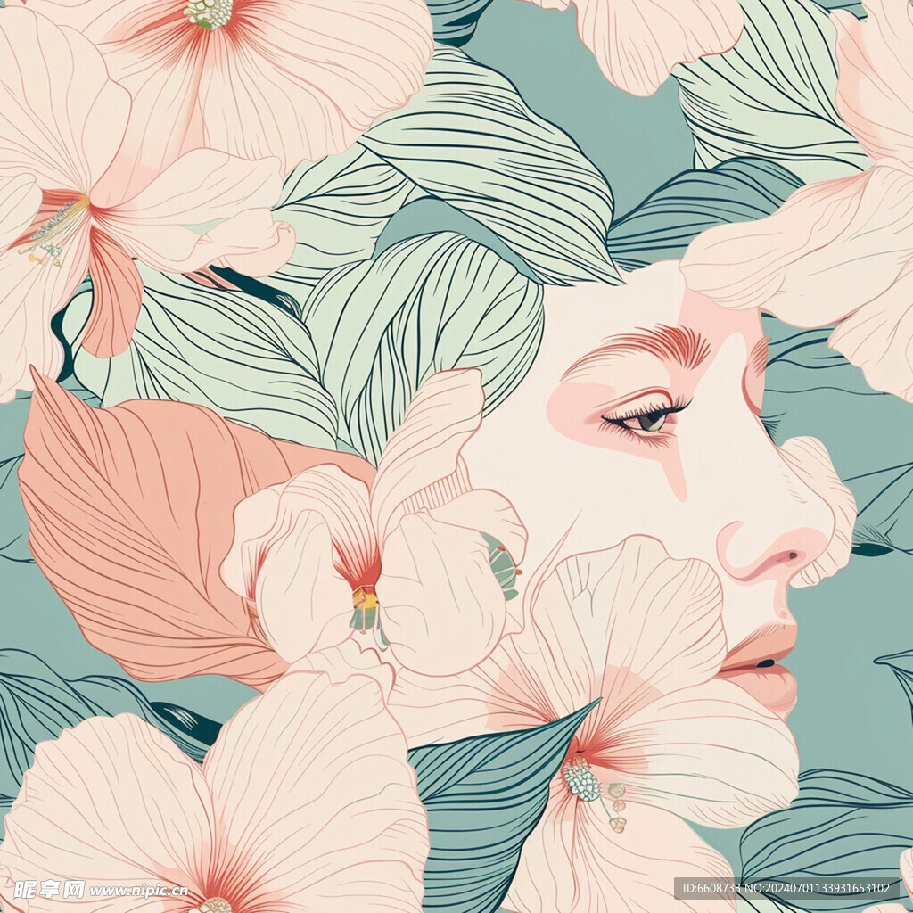 美女鲜花背景素材