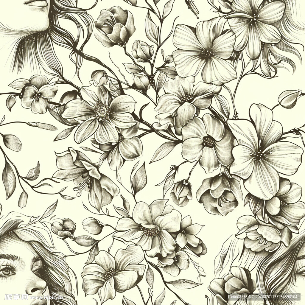美女鲜花背景素材