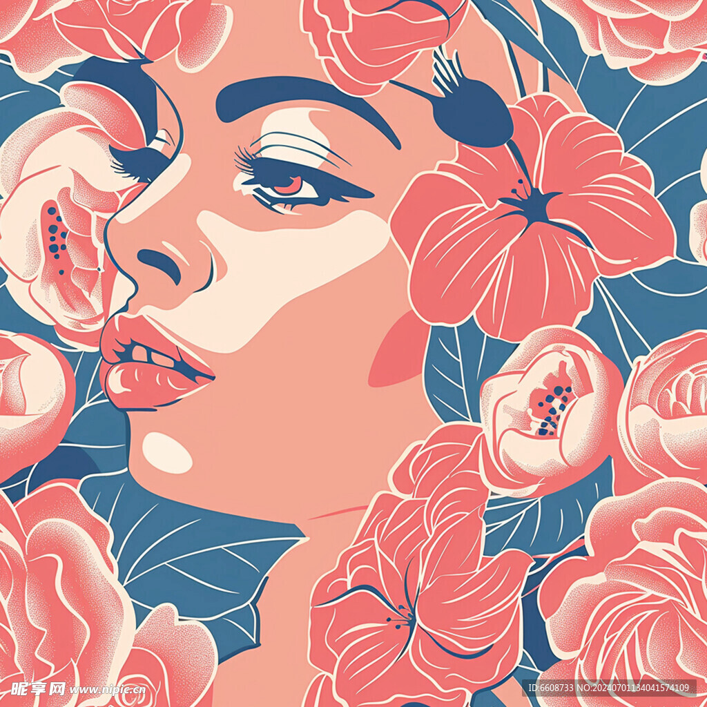 美女鲜花背景素材