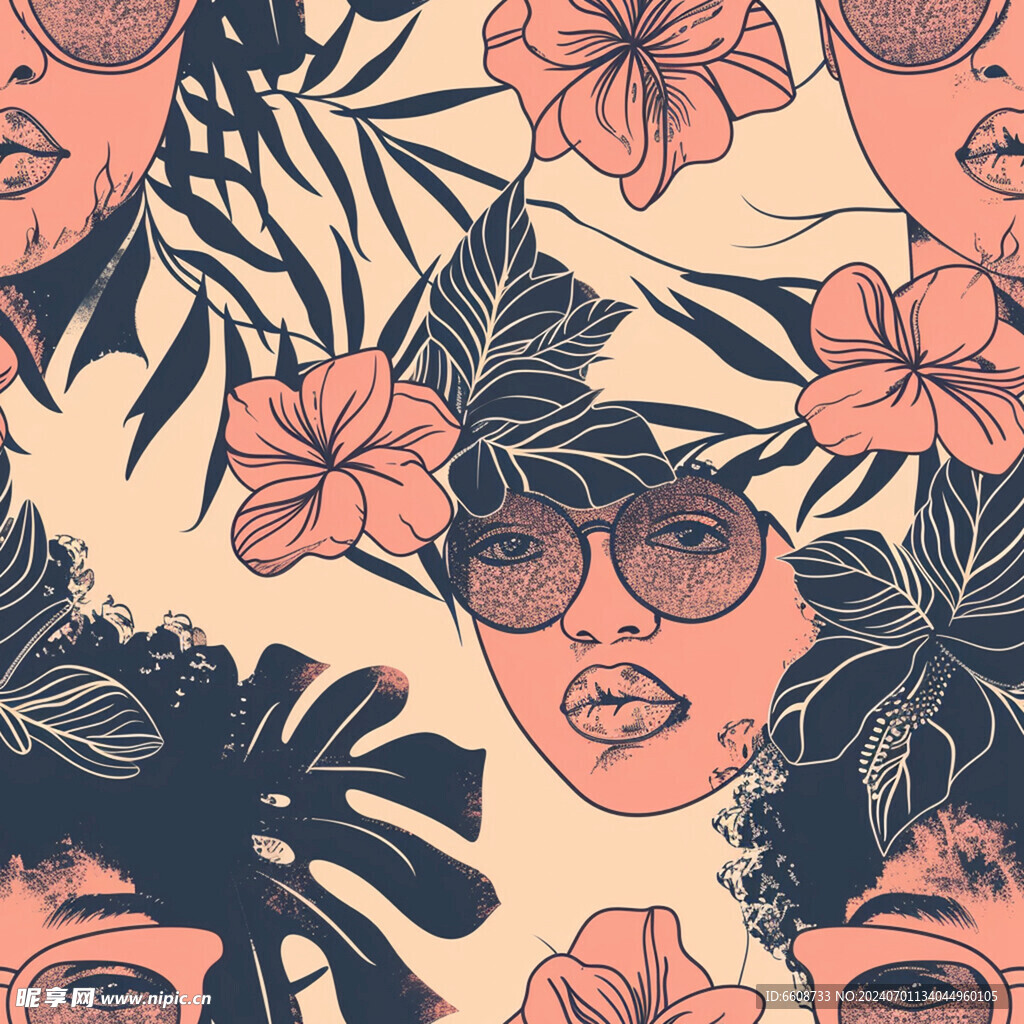 美女鲜花背景素材
