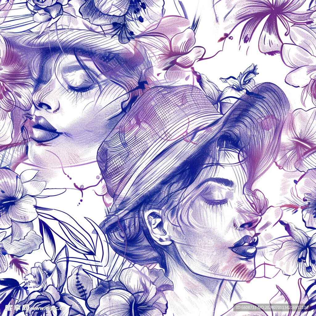 美女鲜花背景素材