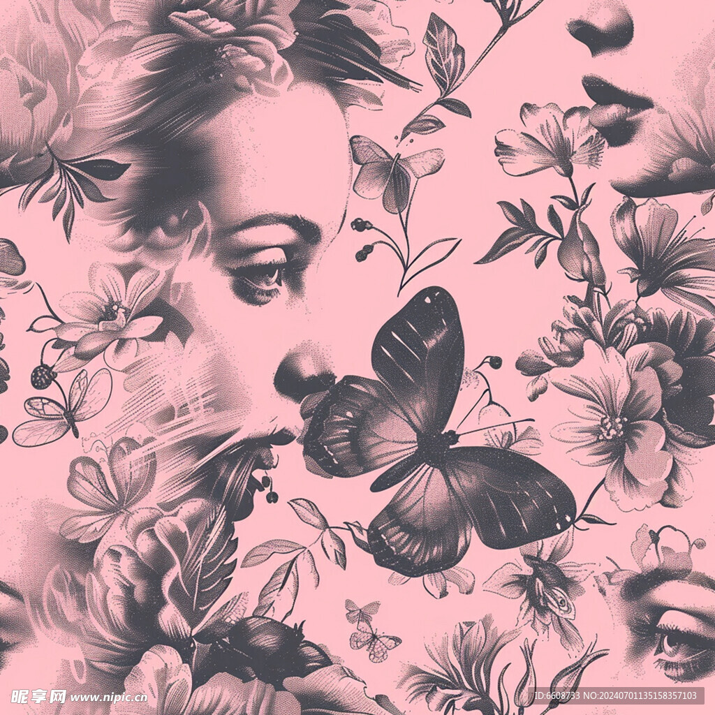 美女鲜花背景素材