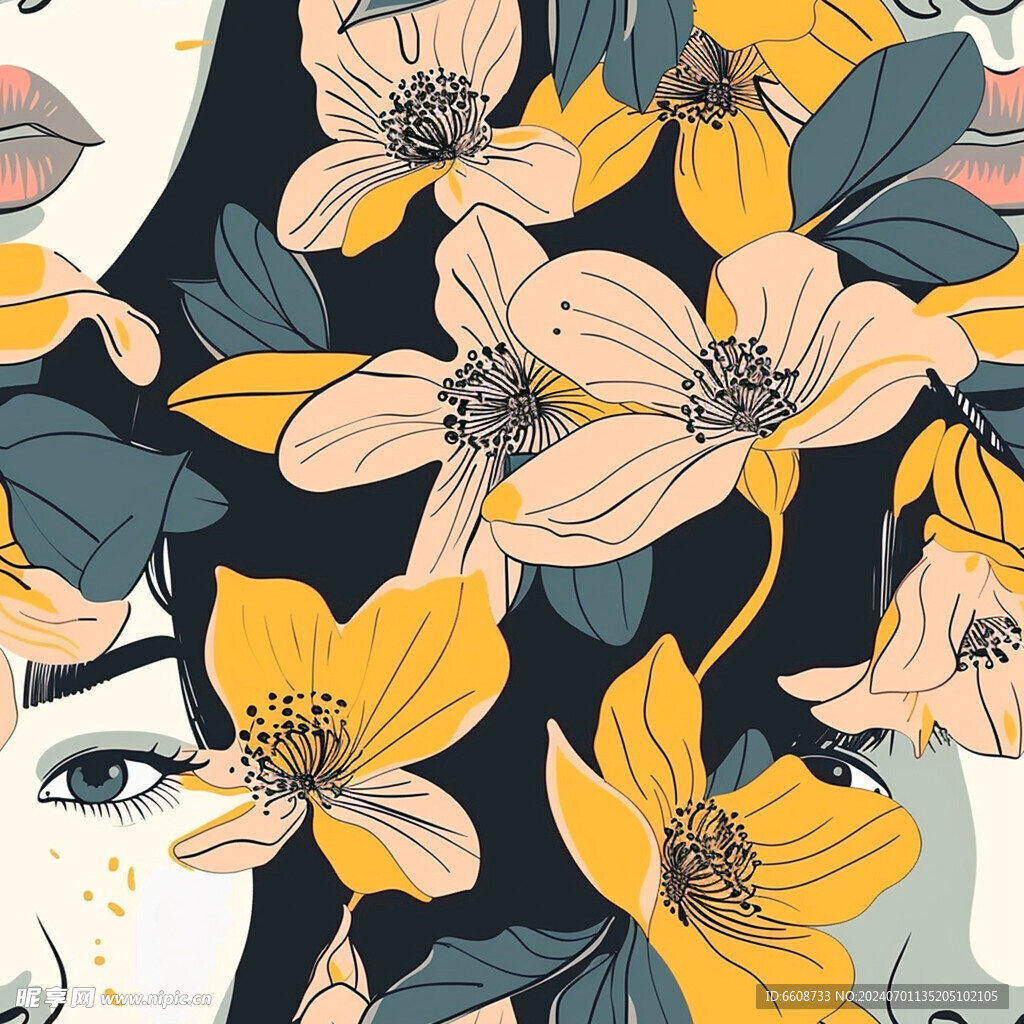 女性美女鲜花花朵花草背景素材