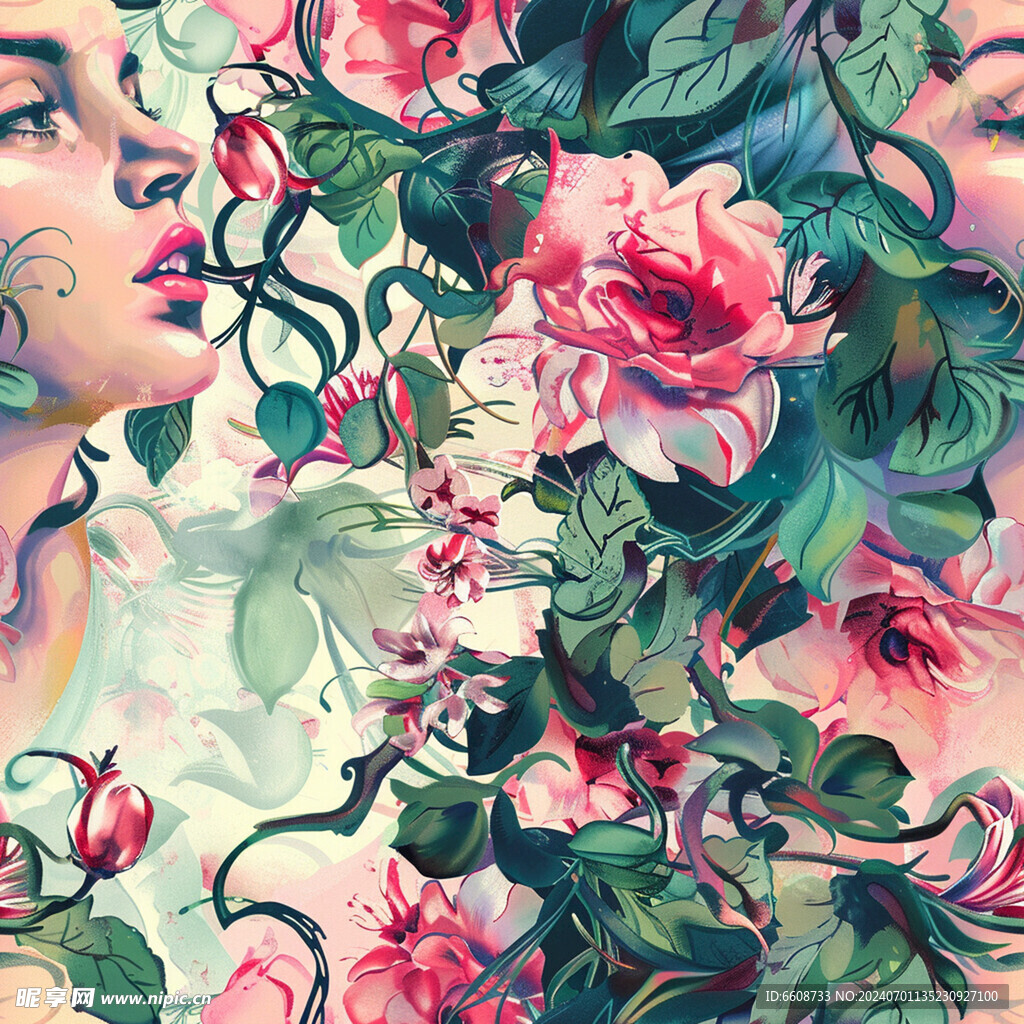 女性美女鲜花花朵花草背景素材