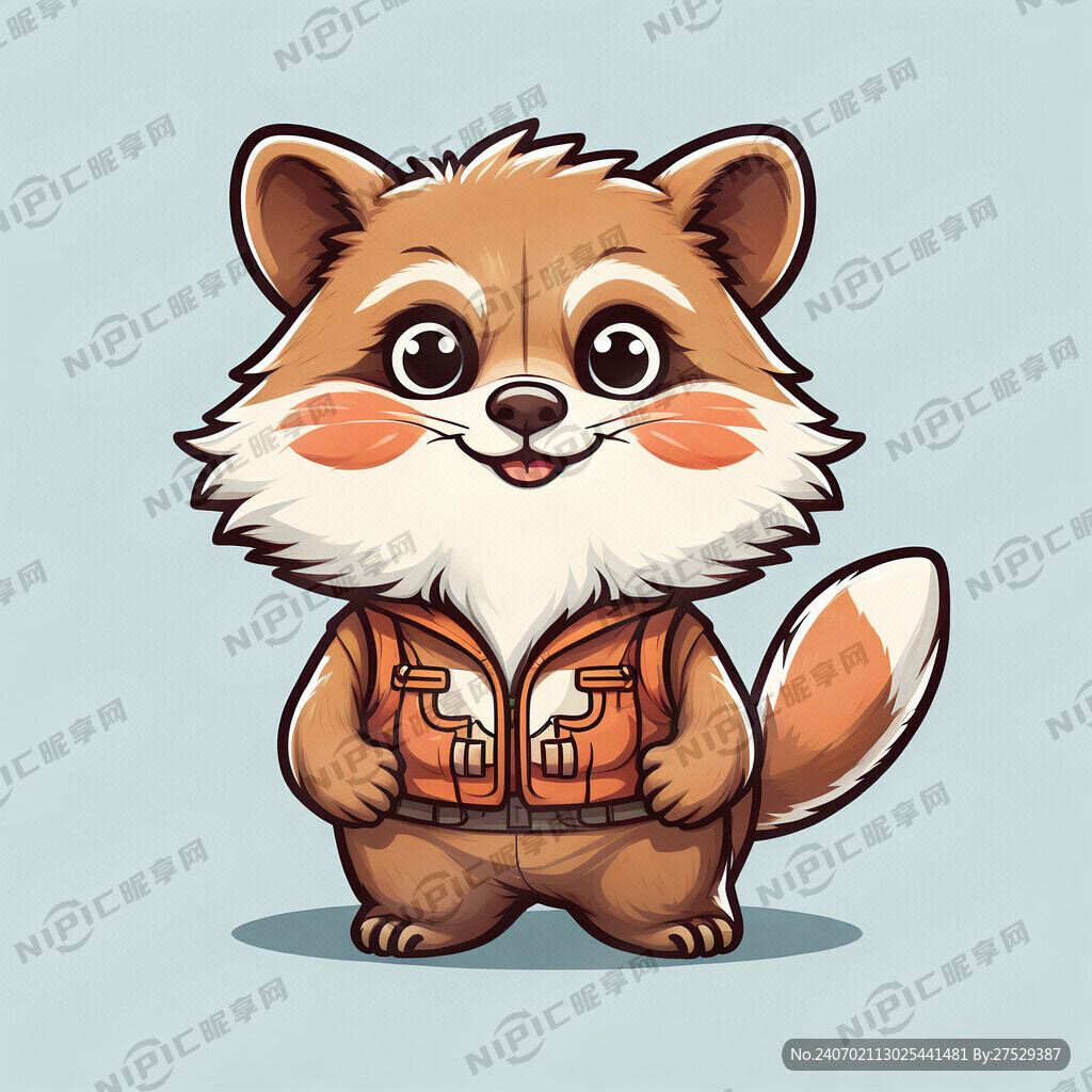 小浣熊插画形象设计吉祥物三视图