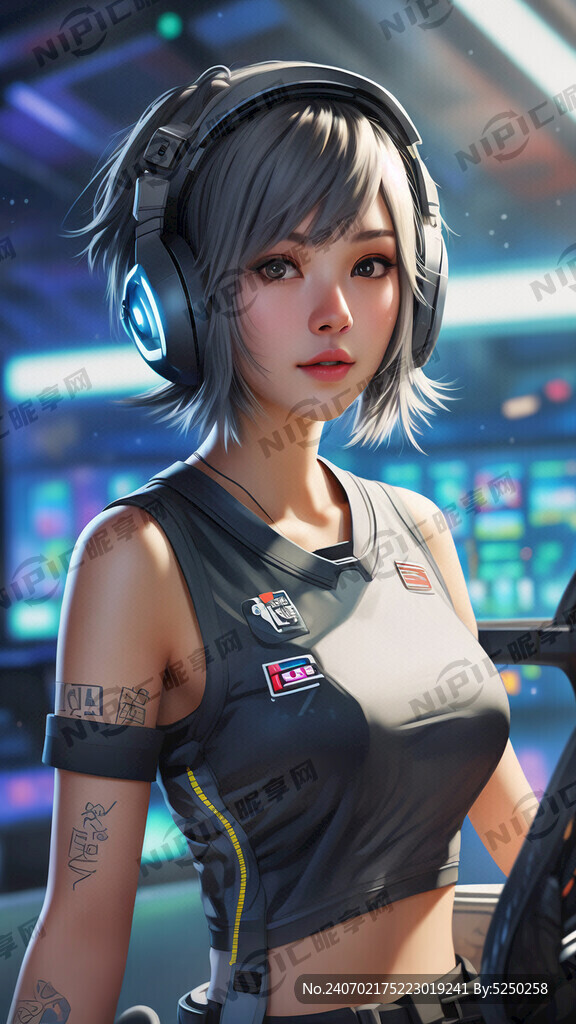 电竞女孩 短发 俏皮