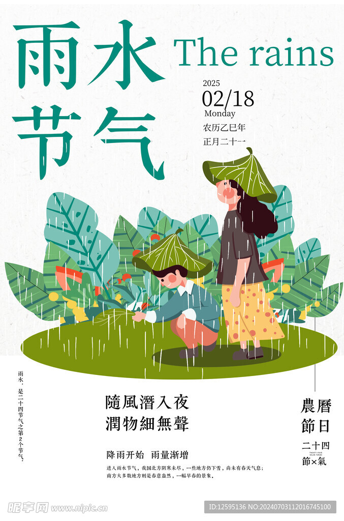 雨水二十四传统节气海报
