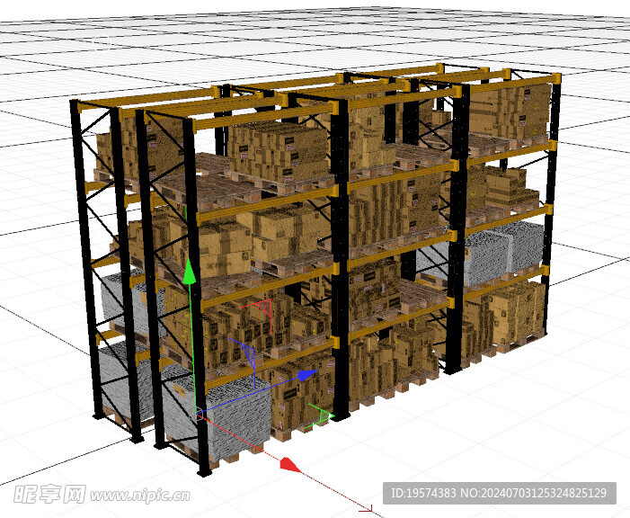C4D模型 仓库货架