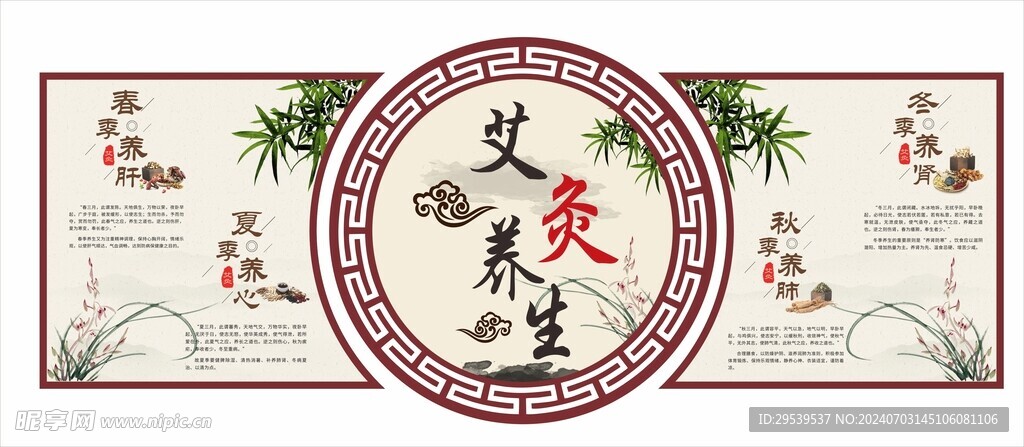 中式艾灸文化墙