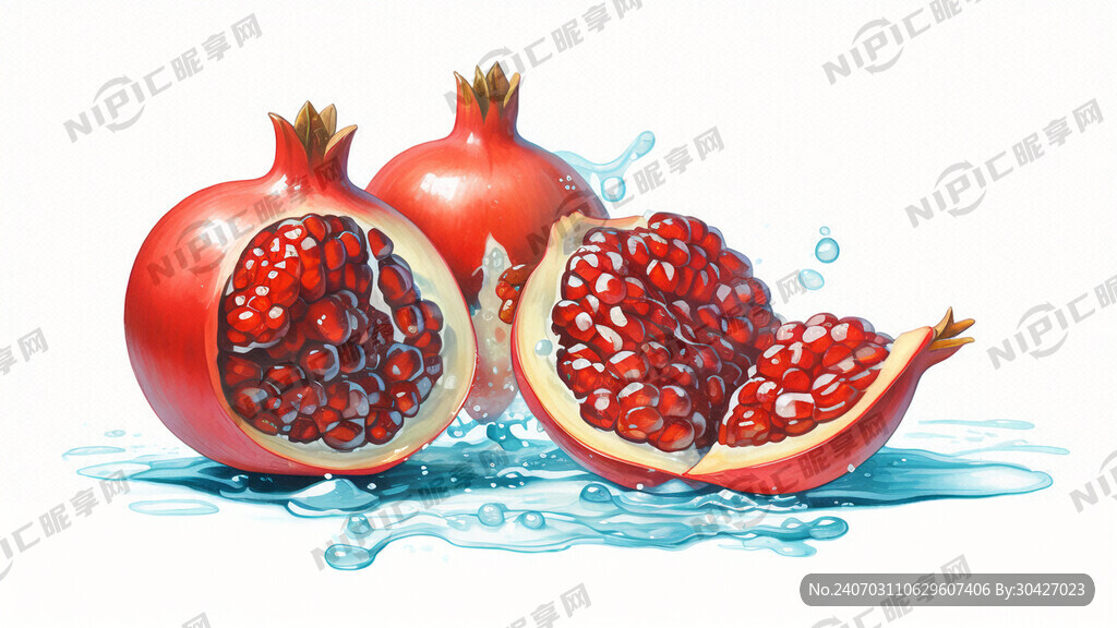 水珠高清石榴插画