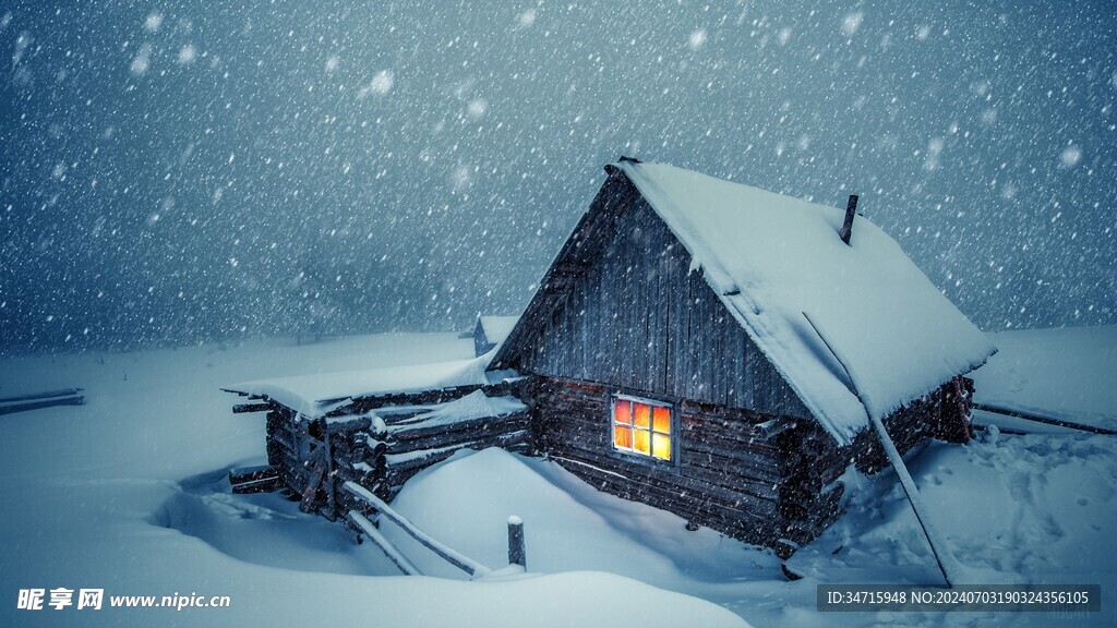 雪天的小木屋