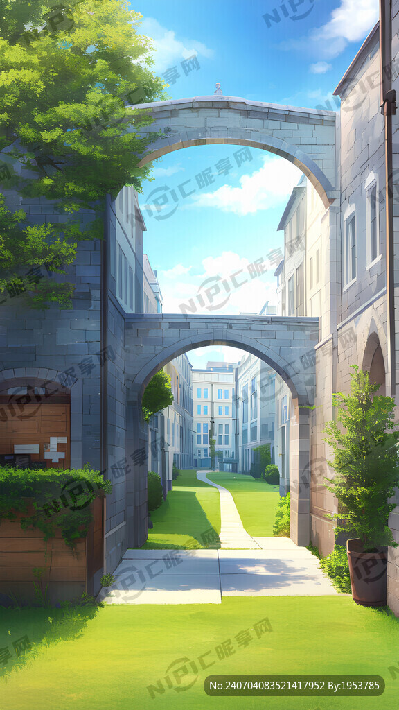 背景为阳光灿烂的大学校园