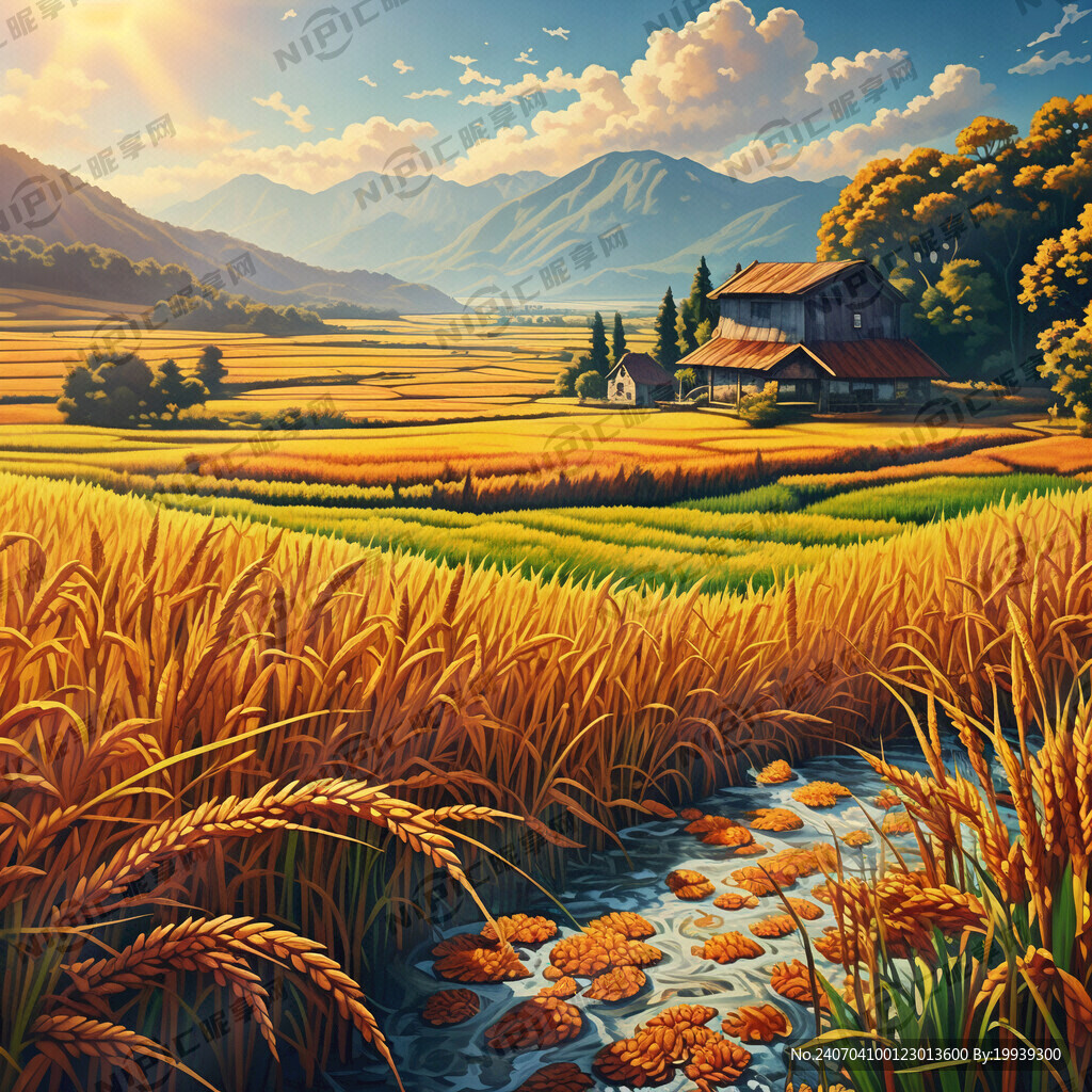 漂亮的水稻谷物景色