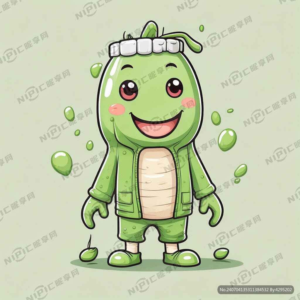 益生菌卡通形象 绿色衣服 可爱